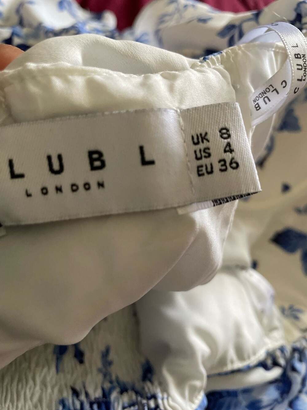 Club L London Blue Floral Ruched Maxi Dress UK Size 8 - Picture 13 of 13